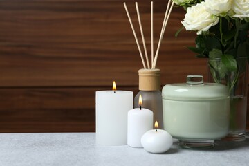 Beautiful composition with candles on the table