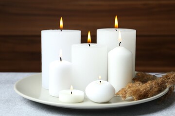 Beautiful composition with candles on the table