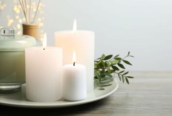 Beautiful composition with candles on the table