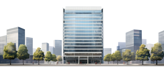 Tall office building realistic image on transparent background