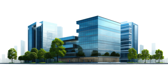 Tall office building realistic image on transparent background
