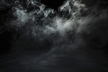 A swirling cloud of smoke against a dark background, creating an ethereal and mysterious atmosphere.