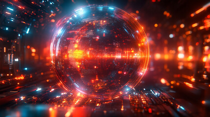 Obraz premium futuristic digital world concept featuring a hand holding a glowing digital globe, symbolizing technology, innovation, and the interconnectedness of the digital era