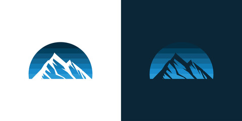 Mountain peak summit logo design. Outdoor hiking adventure icon set.