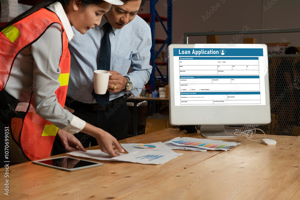 Poster online loan application form for modish digital information collection on the internet network