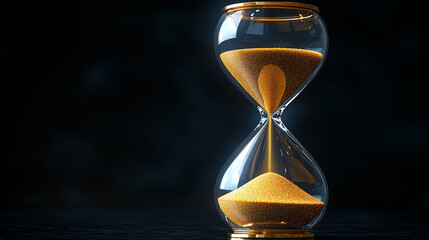 elegant hourglass with flowing sand symbolizes the passage of time, impermanence, and the constant movement of life. It evokes reflection on mortality, change, and the importance of the present moment