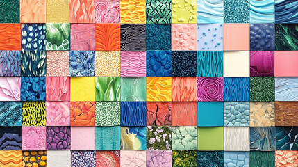 vibrant digital collage featuring colorful squares, symbolizing diversity, creativity, and the merging of modern art with technology, expressing energy and dynamic visual expression