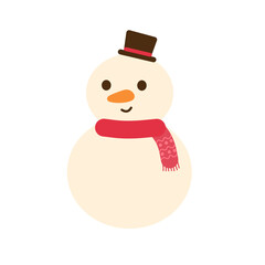 Cute Christmas Snowman Clipart. Funny Christmas Snowman Illustration. Christmas Decoration Drawing.