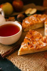 Apple pie and a cup of tea, cozy autumn