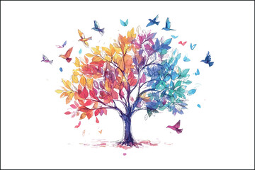 Fototapeta premium Watercolor Tree of Life Art – Spiritual Nature-Inspired Wall Print for Home DecorTree of Life Watercolor Painting – Symbolic Art Print of Growth and HarmonyBoho Tree of Life Illustration – Hand-Pa