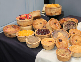 A Selection of Freshly Made Savoury and Sweet Pies.