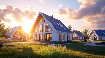 Obraz premium Sustainable Community Living at Sunset