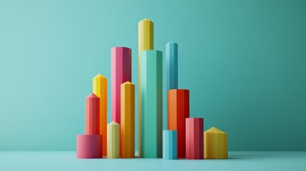 Obraz premium a 3d iconic model of a cylinder bar graph featuring 