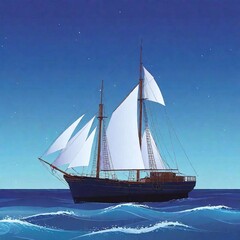 3 d rendering of a ship on the sea