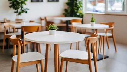 Fototapeta premium Clean Minimalist Interior of a White Cafe Space