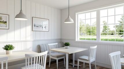 Fototapeta premium Cozy Cafeteria with Simple Seating Areas