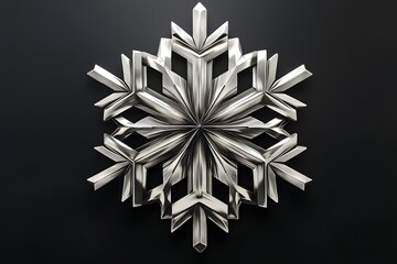 geometric design of silver snowflake pattern, representing holiday decoration, winter and abstract minimalist art