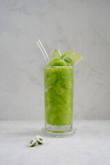 Apple mint smoothie at white background