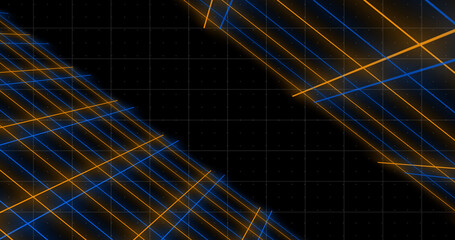 VJ loop space like grid changing colors moving animation bg . Colorful squares moving geometric loop. Future travel transition asset. Dark shiny hologram hud asset. Mesh like shiny tiles. Cloud dots