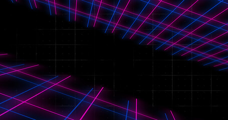 VJ loop space like grid changing colors moving animation bg . Colorful squares moving geometric loop. Future travel transition asset. Dark shiny hologram hud asset. Mesh like shiny tiles. Cloud dots