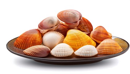 Isolated scallop shell on white background, perfect for marine or tropical decoration