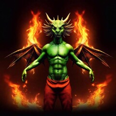 Fototapeta premium devil in green and red color