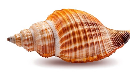 Obraz premium Isolated scallop shell on white background, perfect for marine or tropical decoration