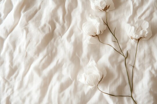 Texture de coton blanc net avec de l&eacute;g&egrave;res rides pour une ambiance douce