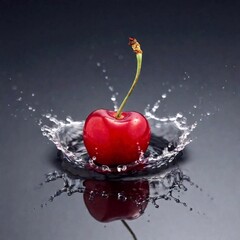 red apple splashing in the air