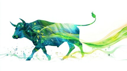 Obraz premium watercolor of a bullish Green lines