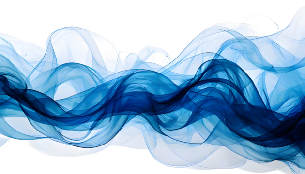 Blue abstract smoke waves on transparency background PNG
