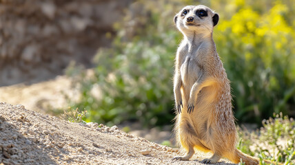 Fototapeta premium A meerkat standing on its hind legs