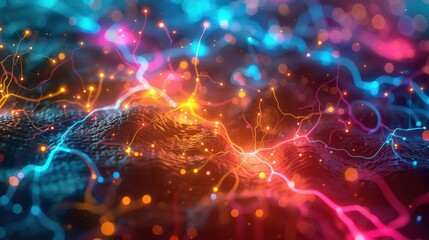 Obraz premium An abstract, artistic representation of brain cells, using bold colors and shapes