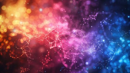 An abstract, artistic representation of brain cells, using bold colors and shapes