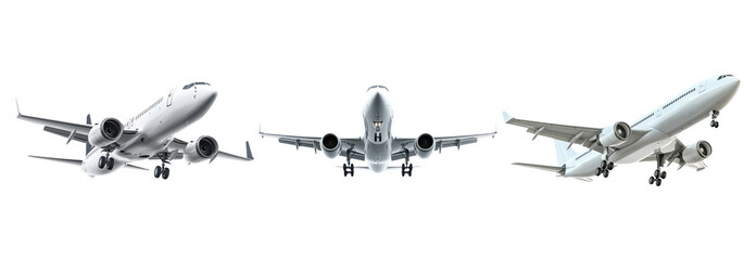 Illustrations of Airplanes on Transparent Background