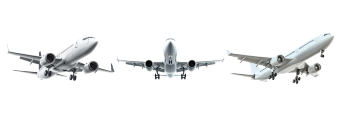 Illustrations of Airplanes on Transparent Background