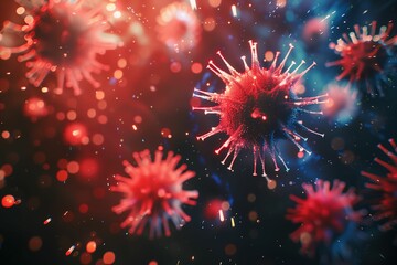 Fototapeta premium Microscopic View of Virus Particles in Vibrant Colors
