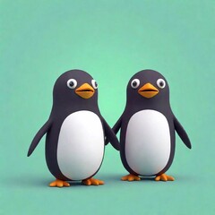 Obraz premium cute black penguin with a white background. 3 d render illustration