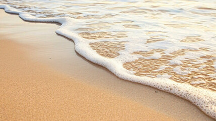 pristine beach shoreline with subtle wave patterns, aesthetic photo