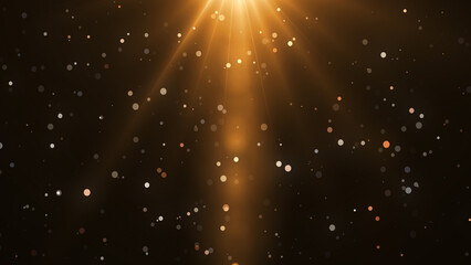 Shimmering golden particles gold flickering stars moving bg. Cinematic award show background. Christmas New Year 2025, 2026 wishes bg. Festive season celebration footage. Luxurious glamours asset.