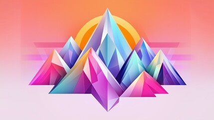 Geometric Mountains in Sunset Colors