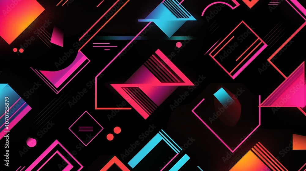 Poster geometric patterns with neon highlights