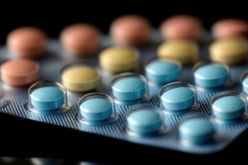 Close-up of Blue Pills in a Blister Pack