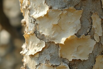 Close-up of Flaking Bark on a Tree Trunk