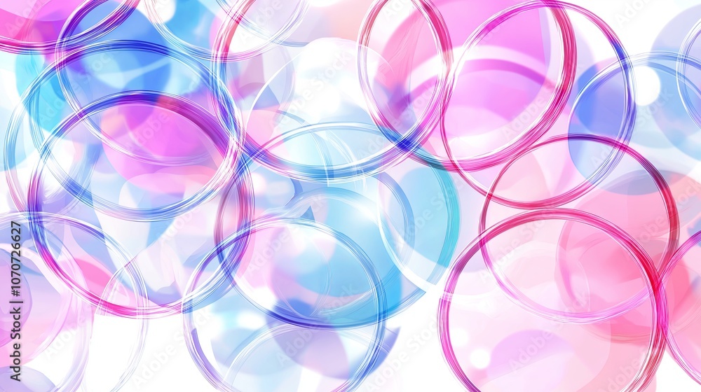 Poster layers of transparent circles in soft pastel tones