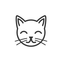 Simple Line Drawing of a Happy Cat Face