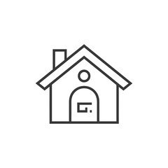 Simple Line Drawing of a House with a Chimney and Window
