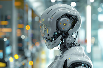 Fototapeta premium robot in action. modern robot in the future. close up. new technologies. AI Generated