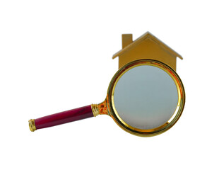 House model with the Magnifying glass ,real estate or find a good house.