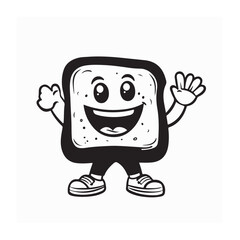 Cartoon retro groovy toast character image vector isolated on white background.